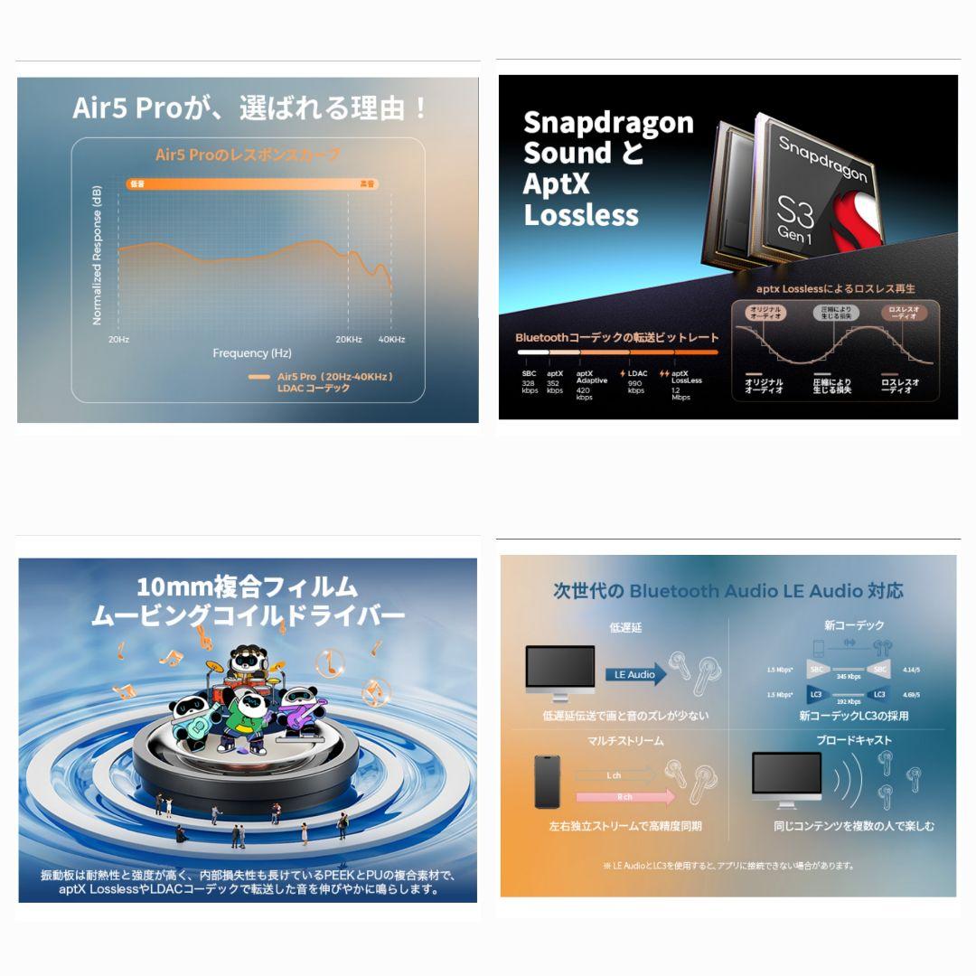 SOUNDPEATS Air5 Pro ワイヤレスイヤホン ハイレゾ音質(限定)