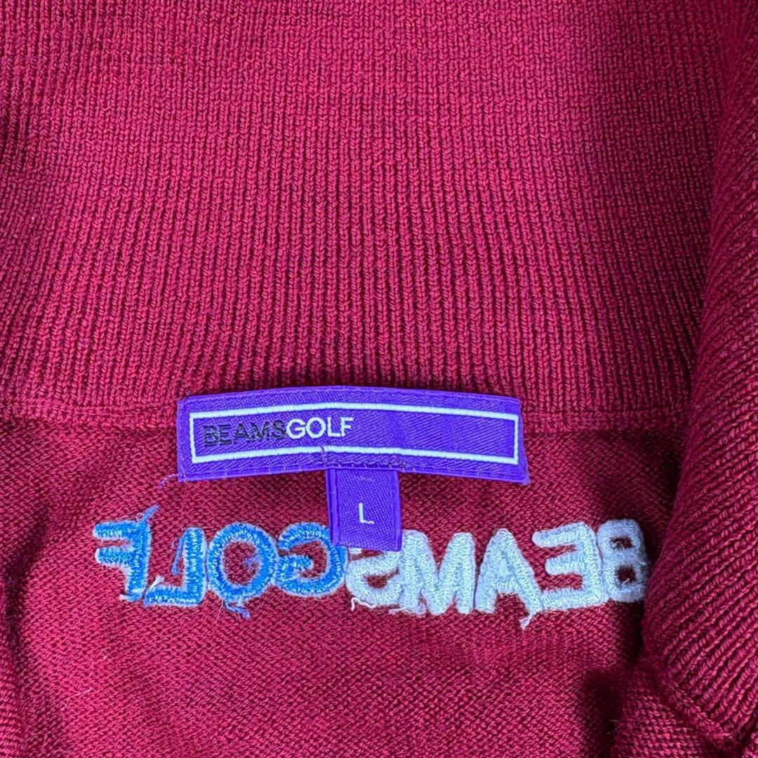 美品 beams golf ビームスゴルフ ハーフジップ ウール100% L 赤