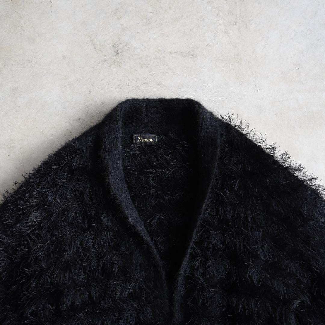 60s-70s ブラック!! モヘアカーディガン 黒 mohair ヴィンテージ