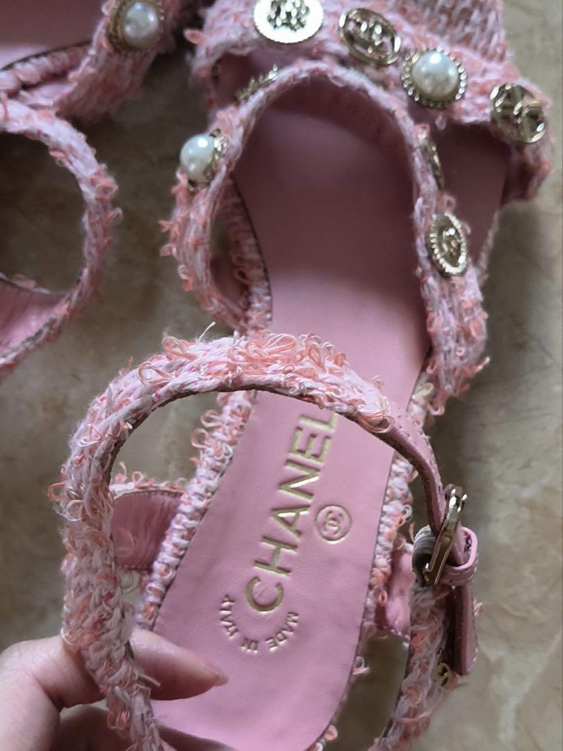 シャネルCHANELパール装飾付きピンクサンダル