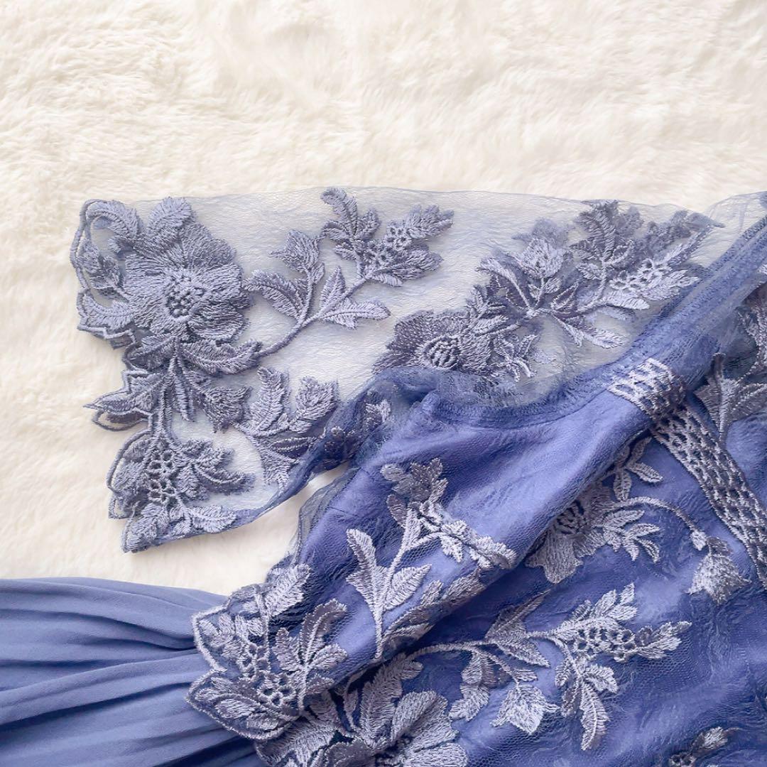 【美品】アサクラ ロングドレス シアー 花柄 刺繍 プリーツ 大きいサイズ