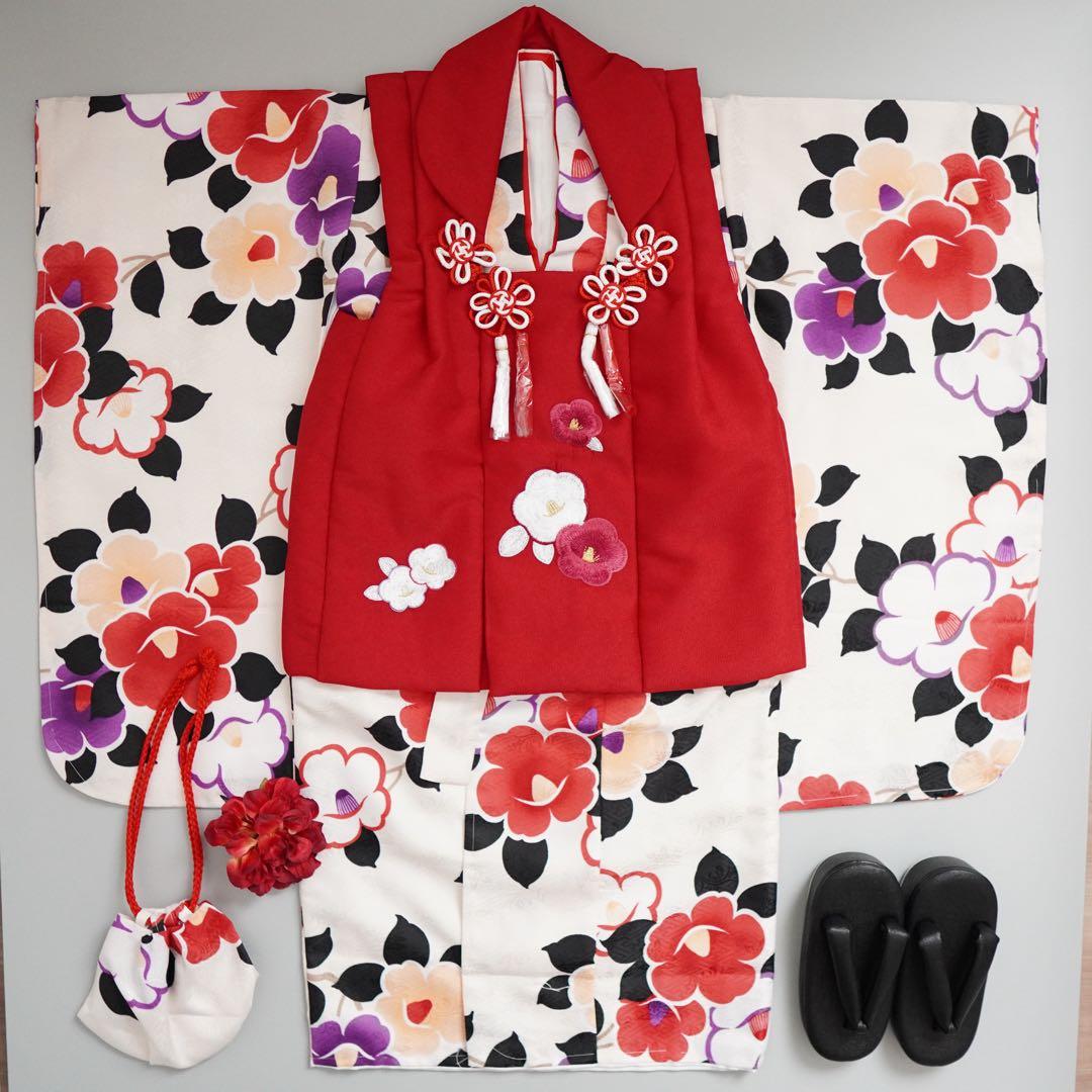 特価【椿】七五三 3歳 着物　被布コート8点セット　女の子