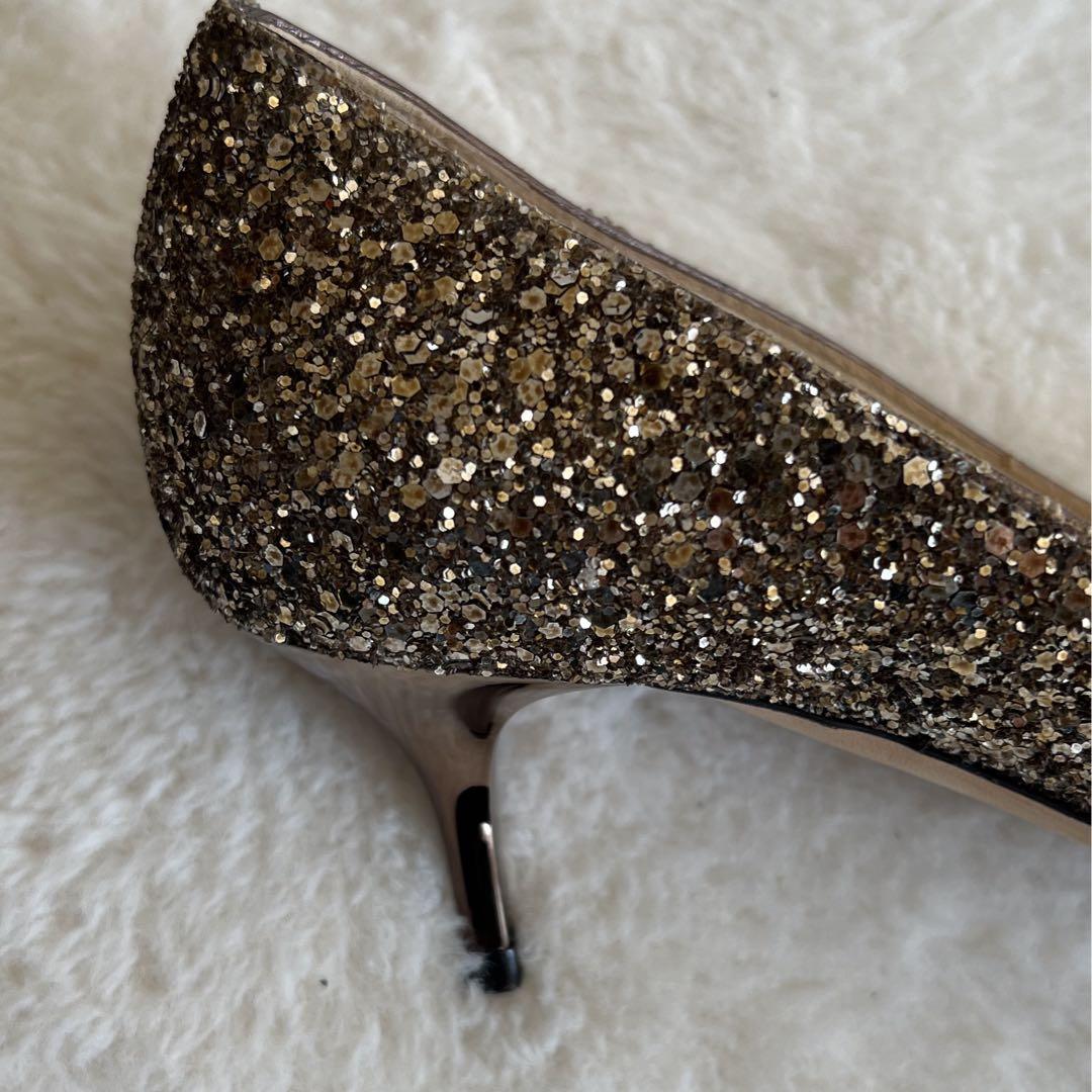Jimmy Choo ジミーチュウ　グリッター　パンプス　ゴールド