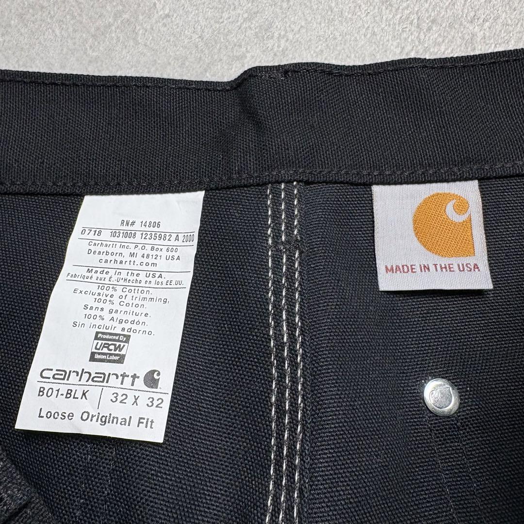 美品　カーハート　ダブルニー　ブラック　USA製 ダックパンツ　w32L32