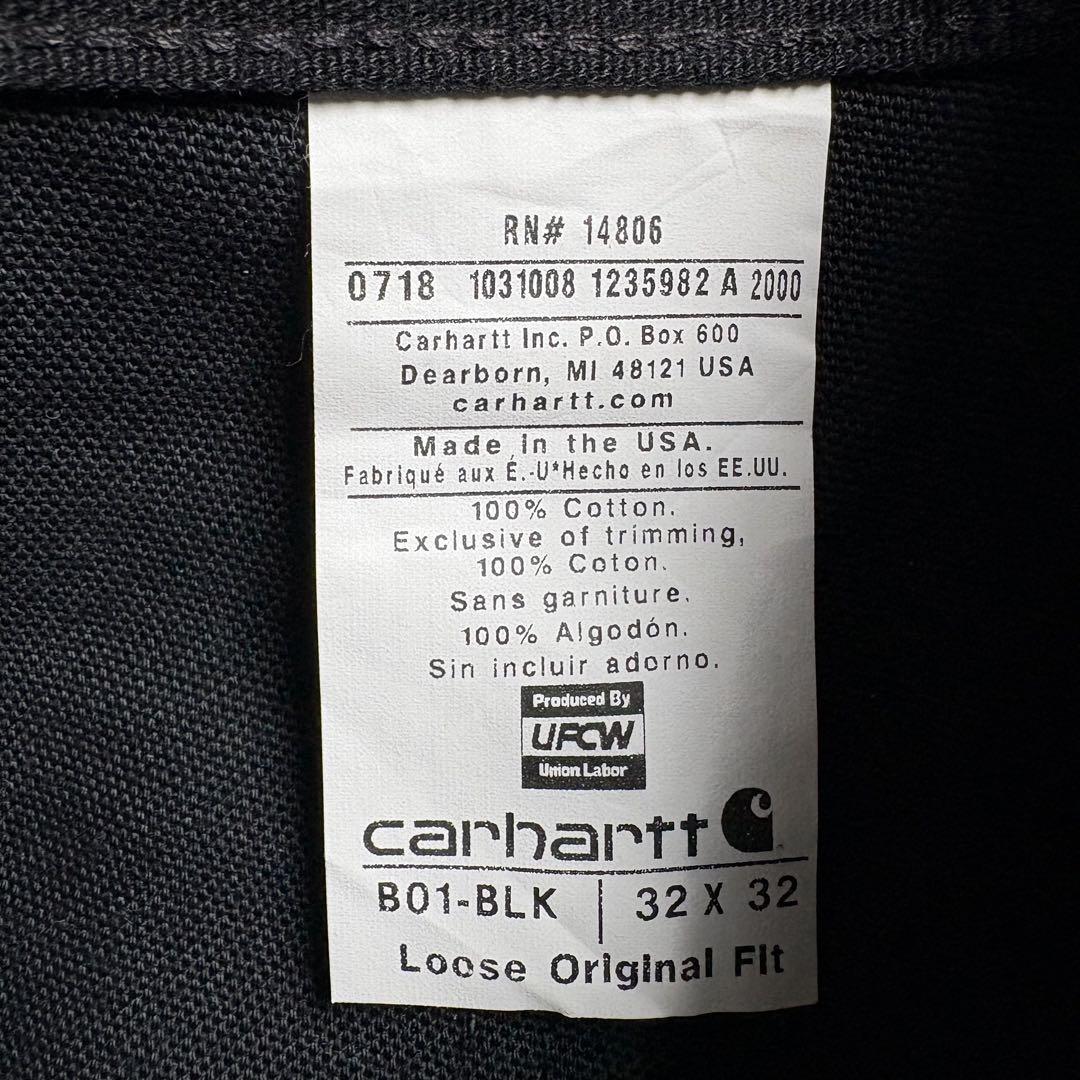 美品　カーハート　ダブルニー　ブラック　USA製 ダックパンツ　w32L32