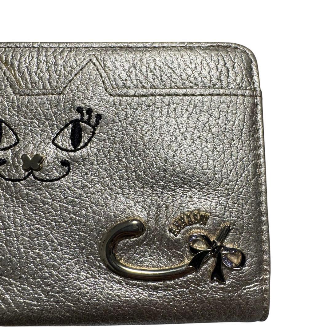 新品 箱付 ANNA SUI アナスイ マイティティー メタリックレザー 猫