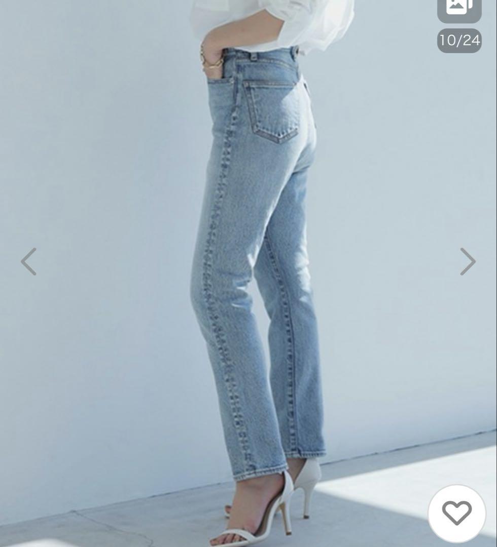 anuans Slim straight denim ライトブルー
