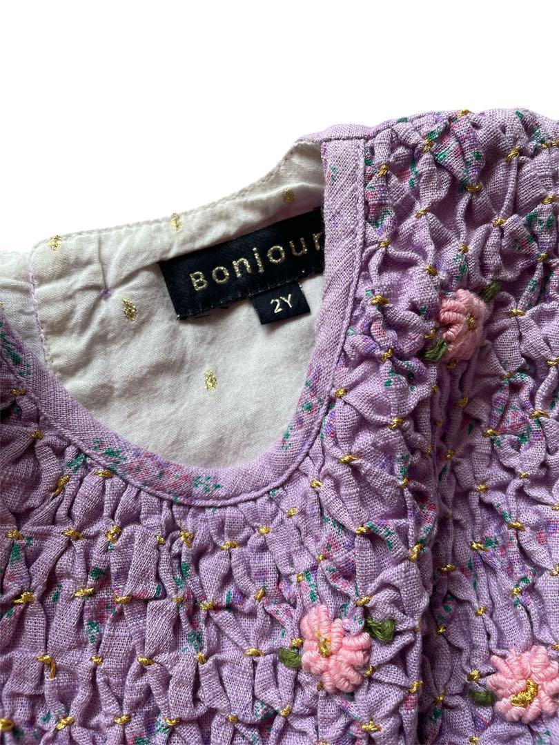 bonjour 刺繍ワンピース 2y Bonjour Diary 2Y 95cm刺繍ブラウス ワンピーストップス - メルカリ