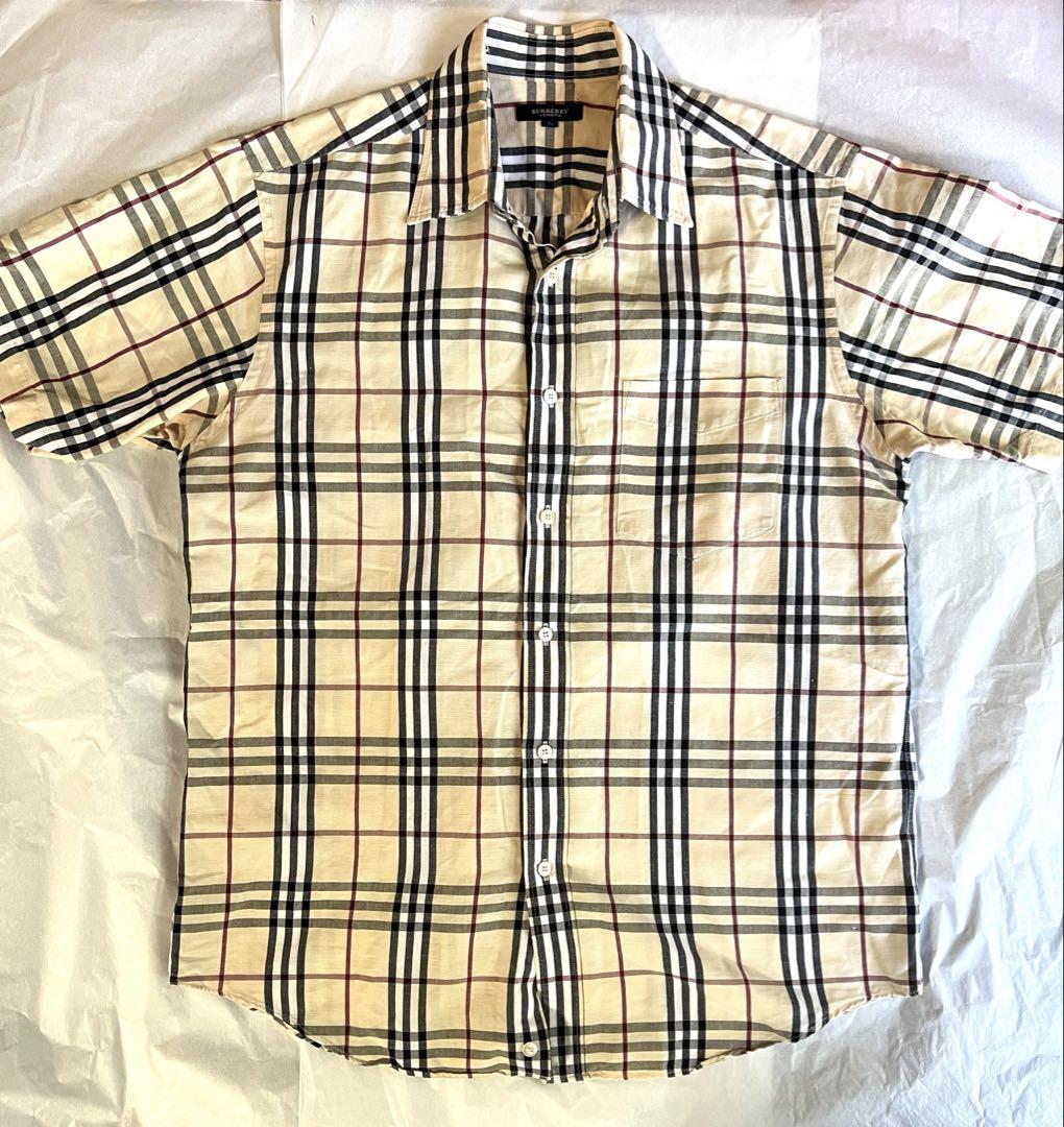 BURBERRY バーバリー ノバチェック シャツ 半袖 XL リネン