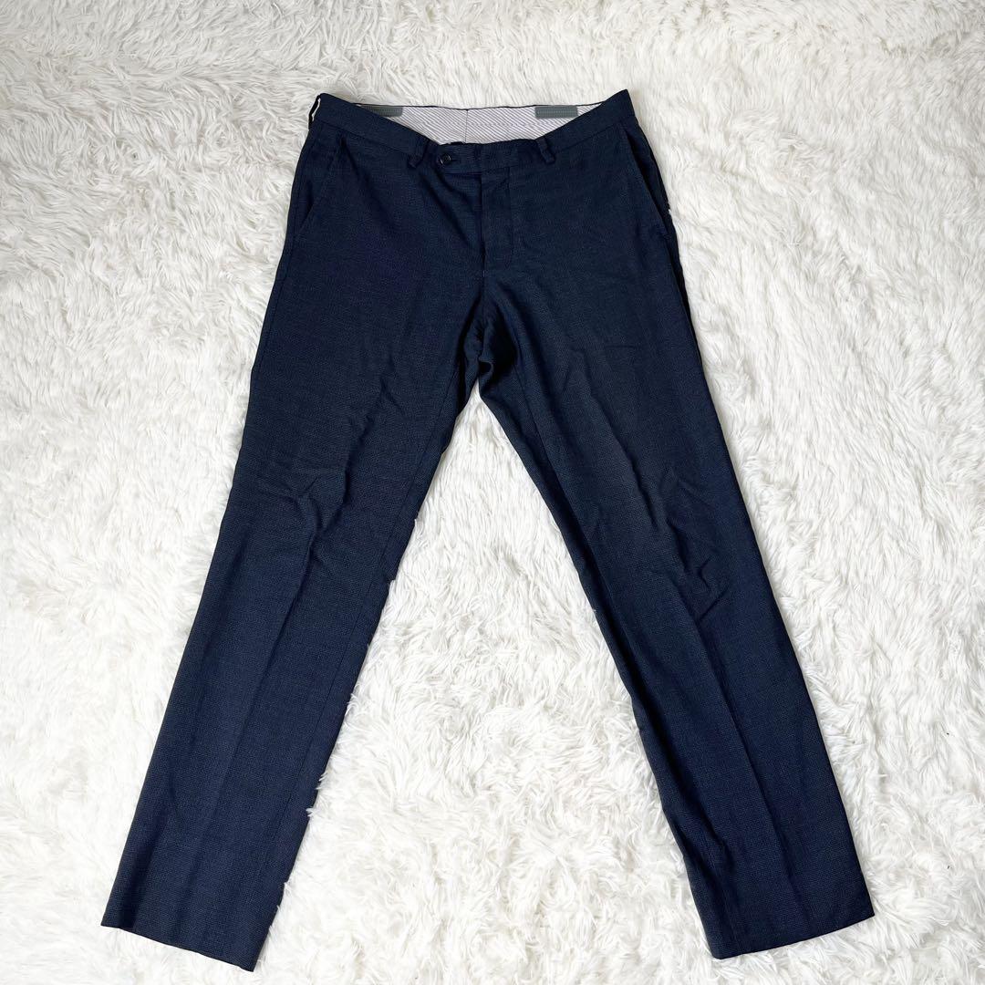 【美品】グリーンレーベルリラクシング　メンズスーツ　サイドベンツ　REDA 紺
