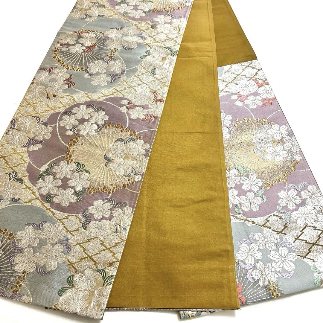 袋帯 花柄に小花模様 松川菱 金銀糸 銀色 PO-3165 - メルカリ