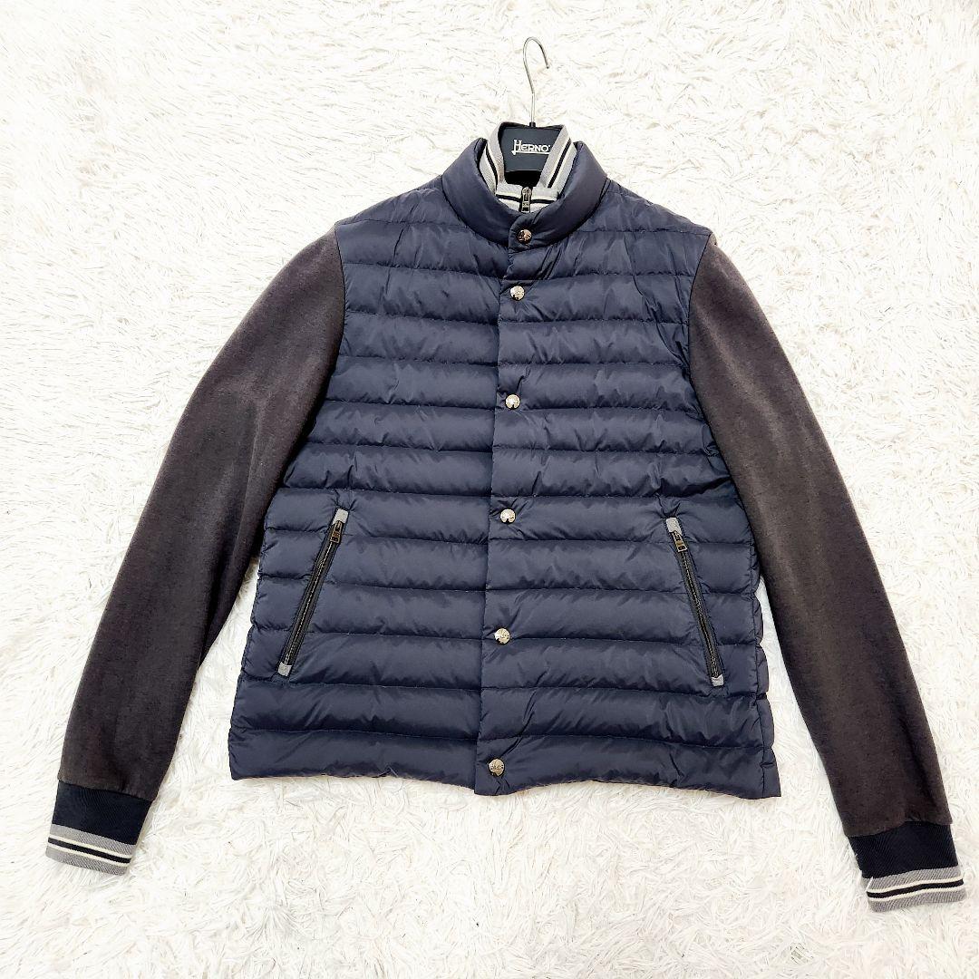 【極美品】HERNO RESORT カシミヤ ジャージー×ダウン切り替えブルゾン