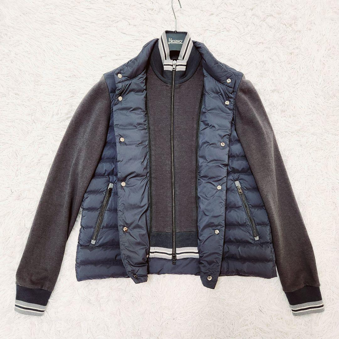【極美品】HERNO RESORT カシミヤ ジャージー×ダウン切り替えブルゾン
