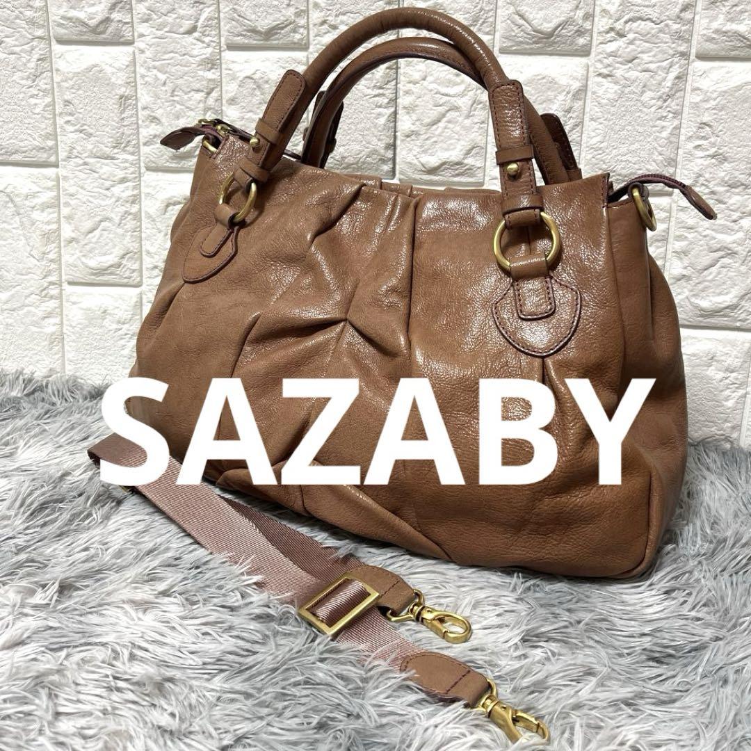 未使用美品　サザビー　SAZABY レザートートバッグ　2way 牛革　A4◯ SAZABY サザビー 2way トートバック ショルダーバック A4 レザー