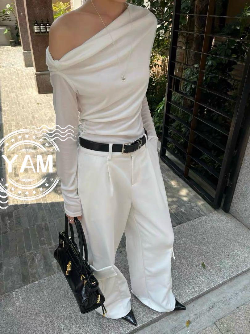 JCAESAR PLEATED PANTSポケット付きカーゴパンツ ワイドパンツ
