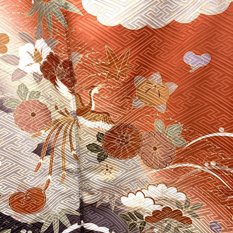 409z39〇小柄な方にも 振袖 古典柄 地紋〇美品 成人式 結婚式 十 409z39〇小柄な方にも 振袖 古典柄 地紋〇美品 成人式 結婚式 十