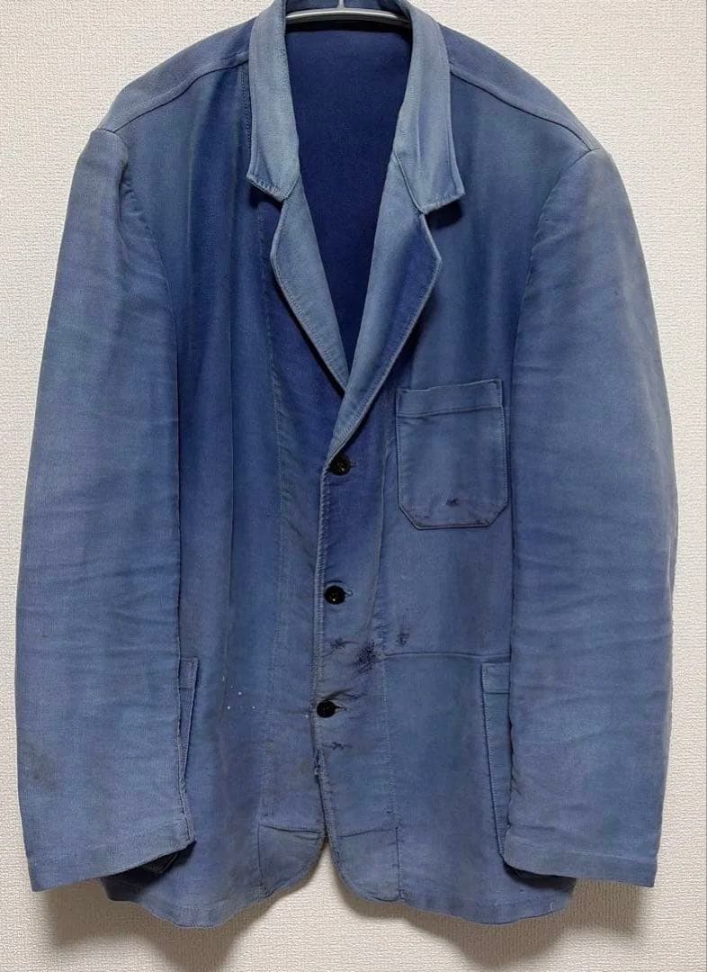 50s フレンチ ワーク モールスキン ラペル ワークジャケットL