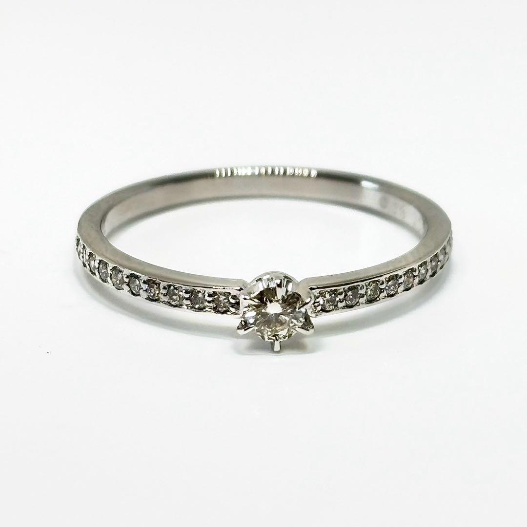 Pt900 ダイヤモンド リング 0.21ct シンプル 指輪 刻印 13号