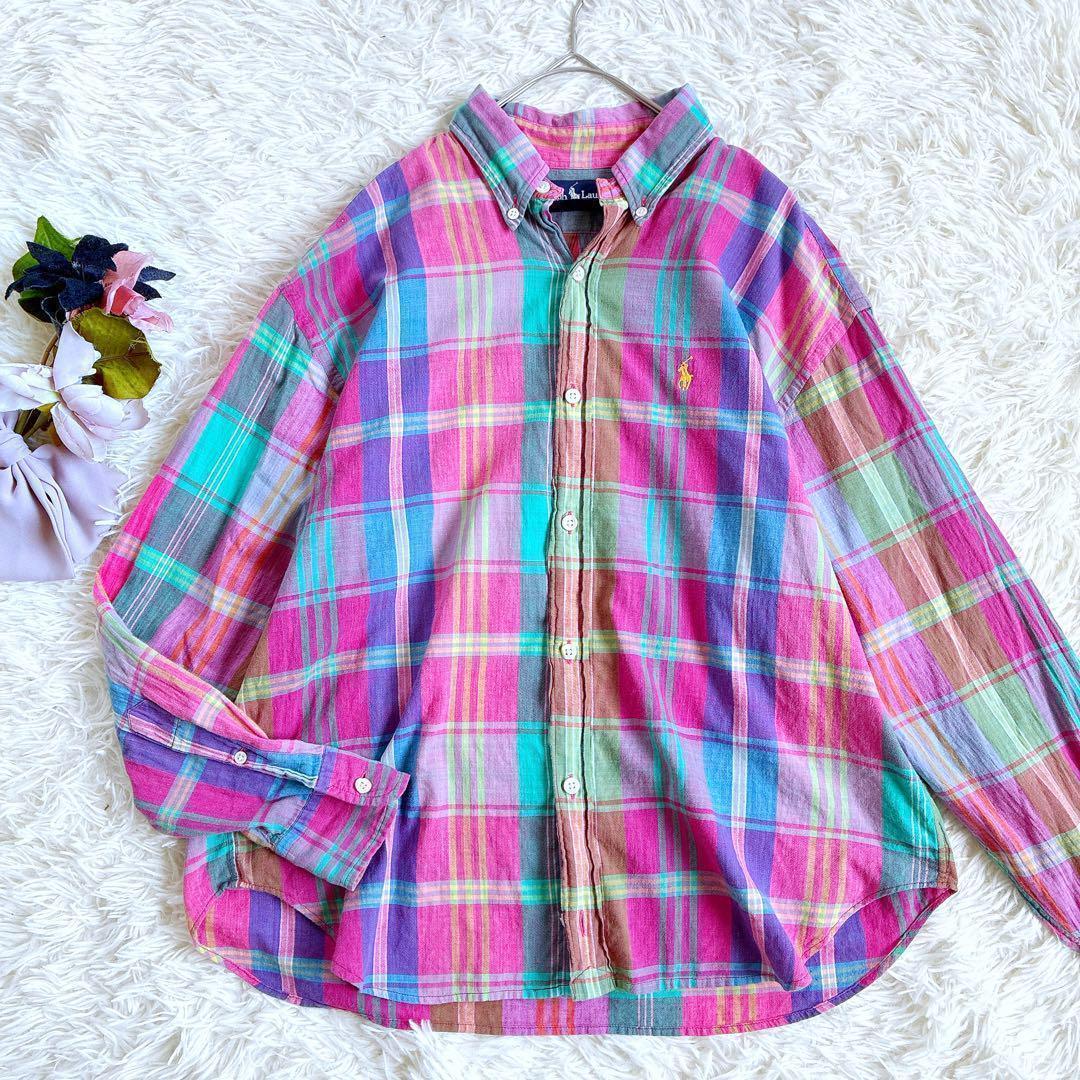 ✳︎RALPH LAURENラルフローレン　マルチカラーチェック柄コットンシャツ ✳︎RALPH LAURENラルフローレン マルチカラーチェック柄
