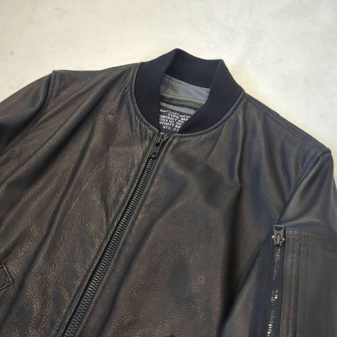 sannel様用　牛革　MA-1　レザージャケット　ブルゾン　ブラック　M