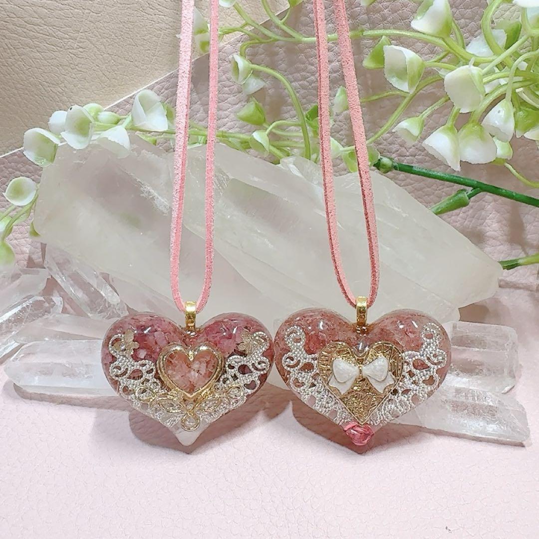 癒しのオルゴナイト❤️アマゾナイト ＋インカローズのハート型♡ 癒しのオルゴナイト❤️ピンクトルマリン＋ムーンストーン＋