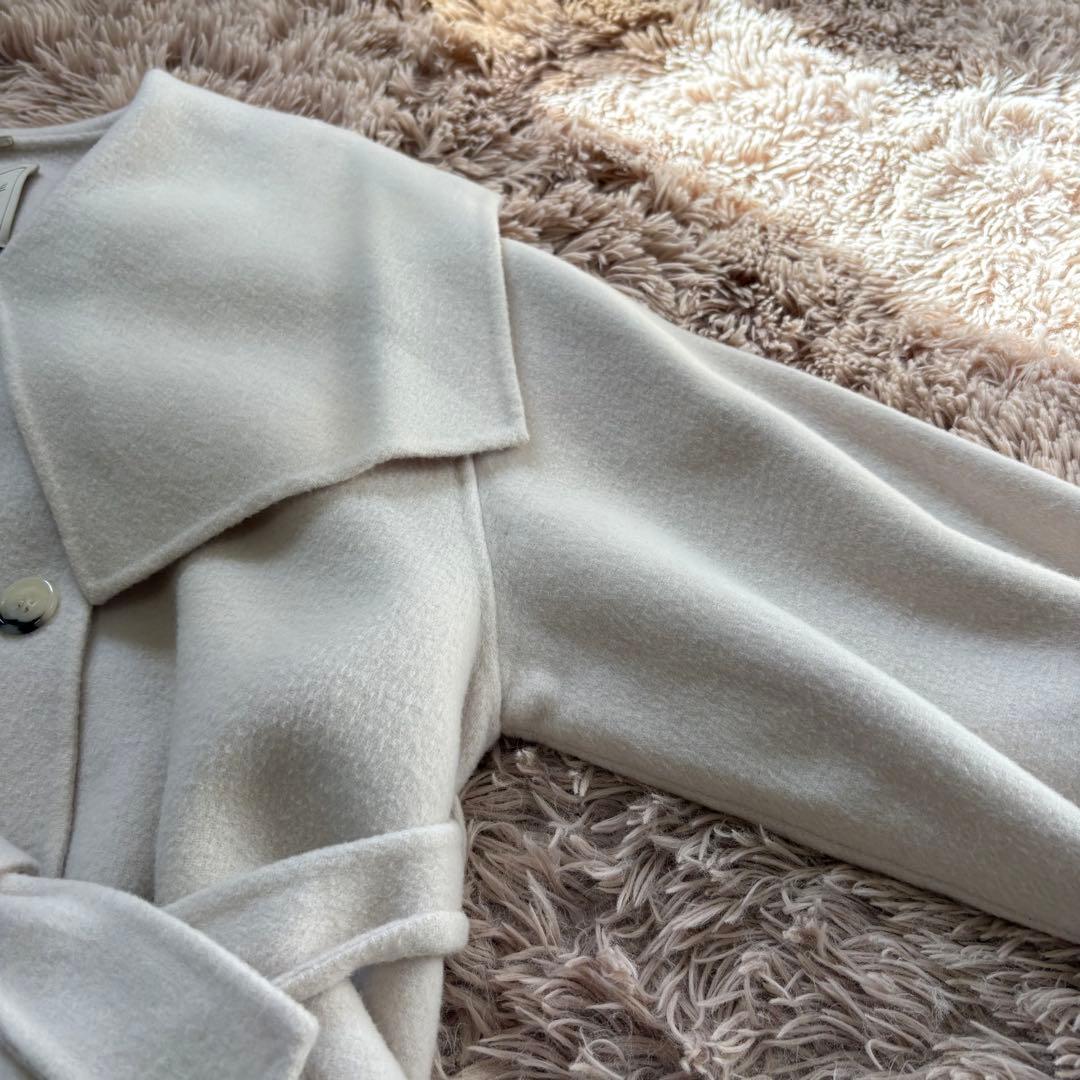 6680✾スナイデル✾ロングコート【0】アイボリー/ウール混/セーラー/ベルト付 6680✾スナイデル✾ロングコート【0】アイボリー/ウール混/セーラー/ベルト付