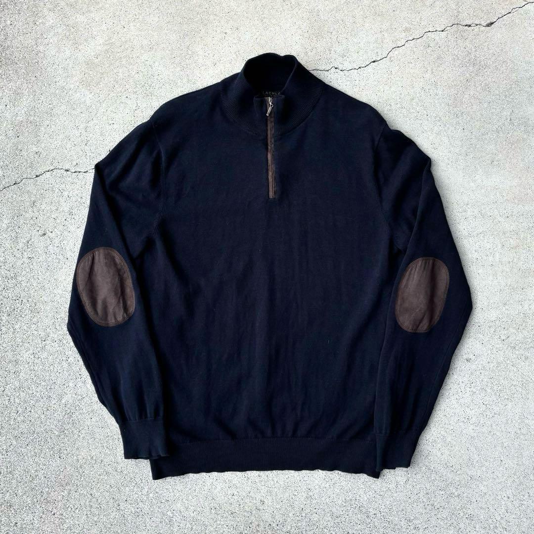 00s ヴィンテージ古着 ハーフジップ コットンニット エルボーパッチ LL VINTAGE