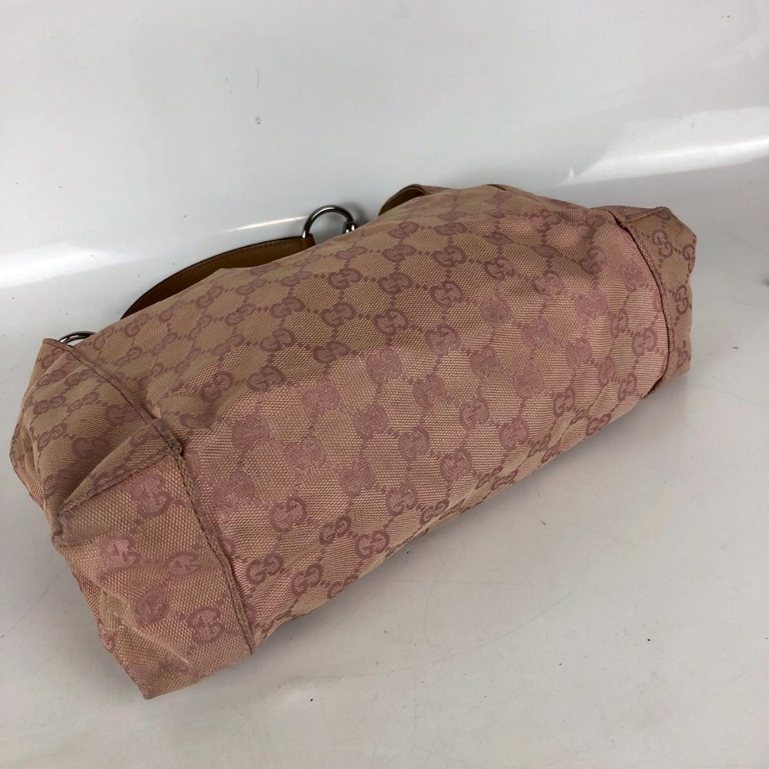 GUCCI グッチ GGキャンバス ショルダーバッグ ピンク系 レザー