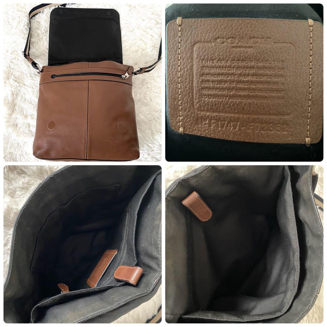 COACH コーチ メッセンジャーバッグ 斜めがけ シボ革 ブラウン 72362