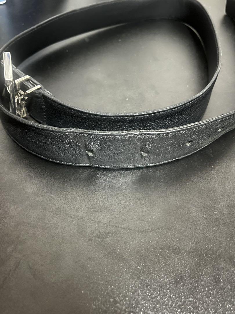 SAINT LAURENT 黒 レザーベルト　カサンドラロゴ　YSL