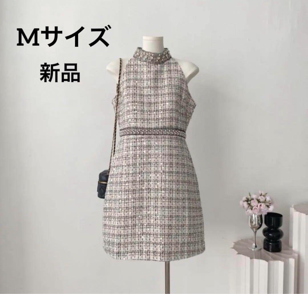 ＊新品＊ツイード スパンコール ワンピース M
