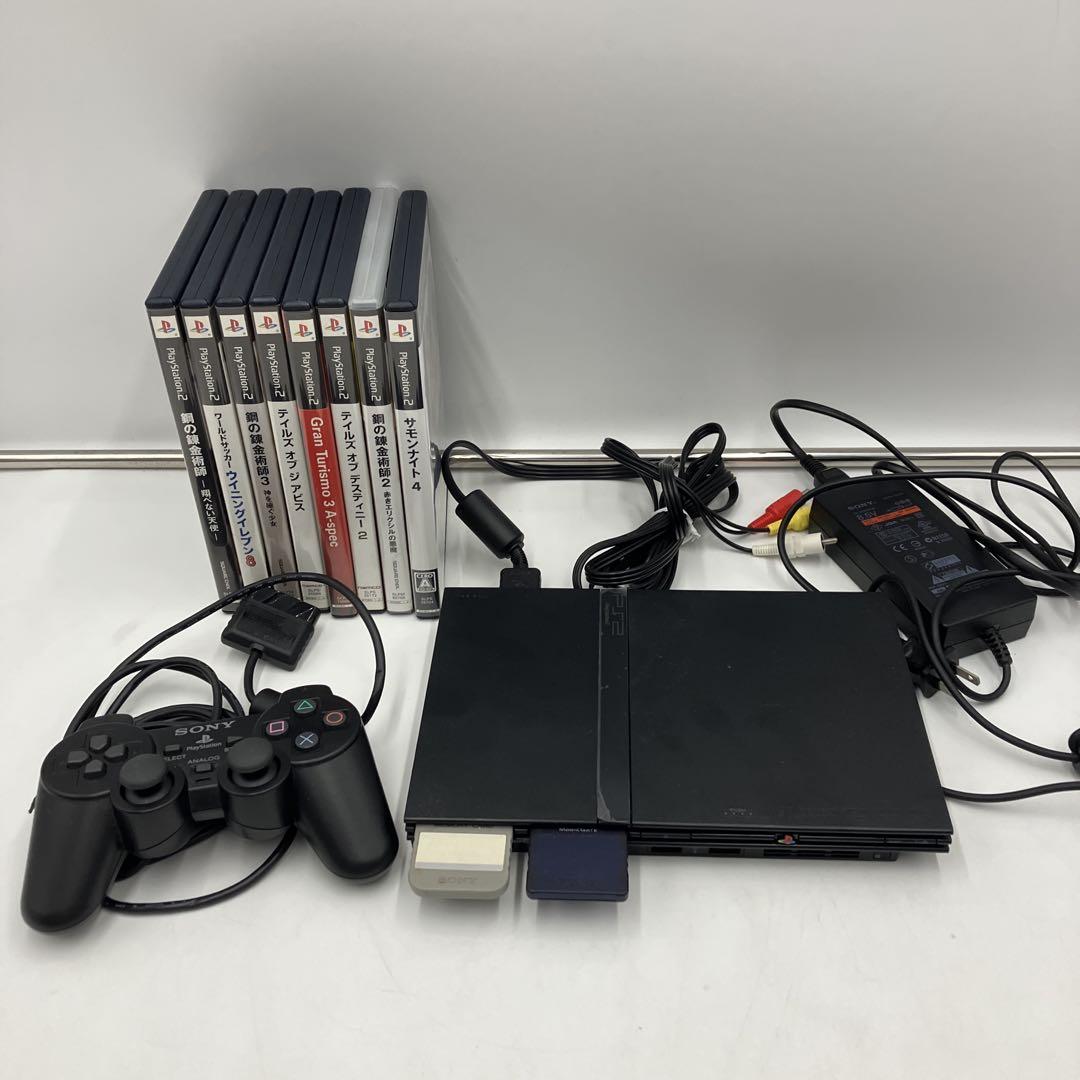 超美品　PlayStation 2 本体 黒 scph-70000 ソフト8本付