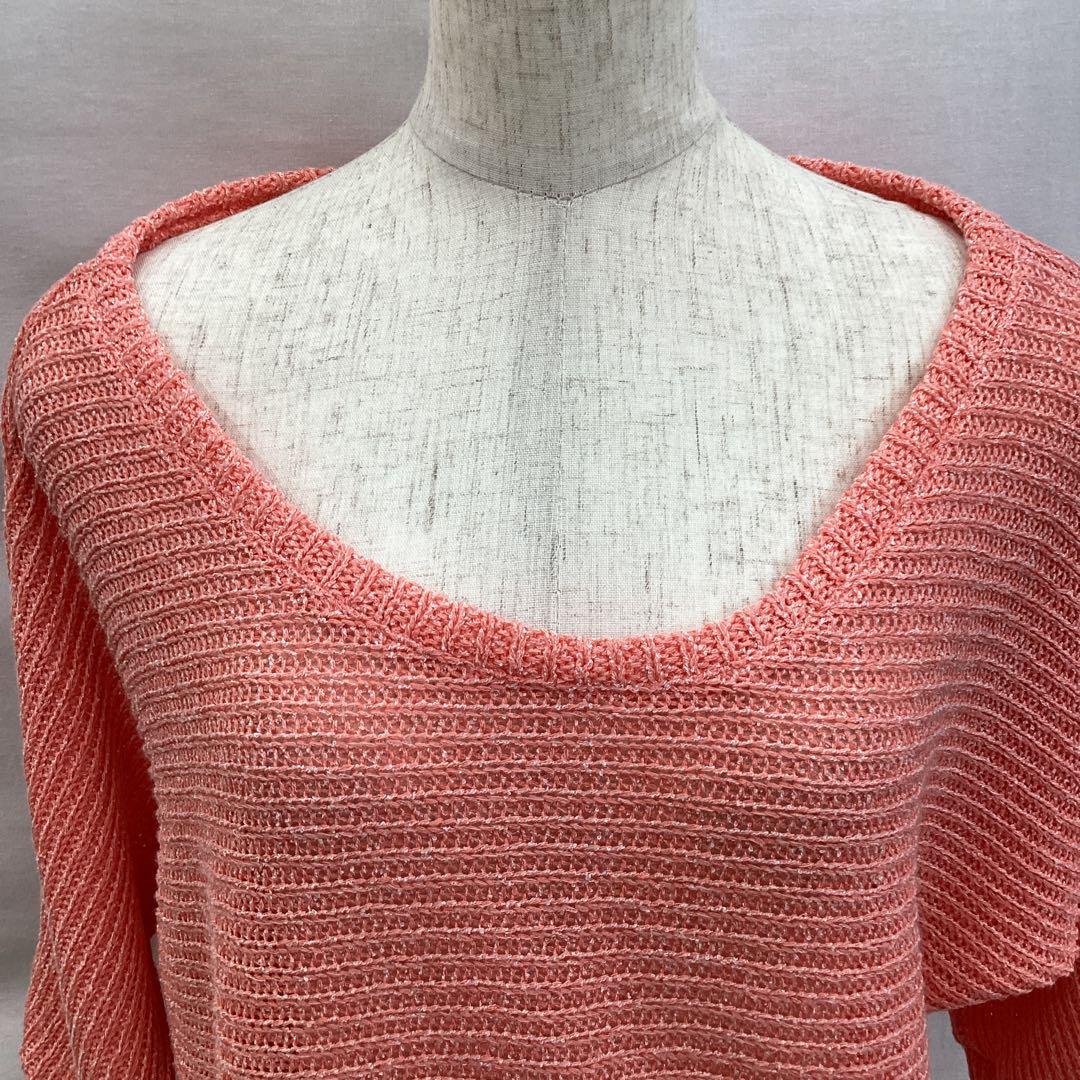 R471Nレディース五分袖ニットピンク 春秋 M OZOC 3/27