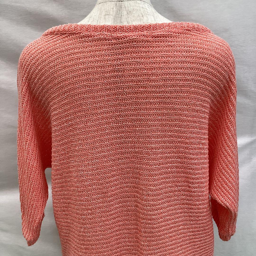 R471Nレディース五分袖ニットピンク 春秋 M OZOC 3/27