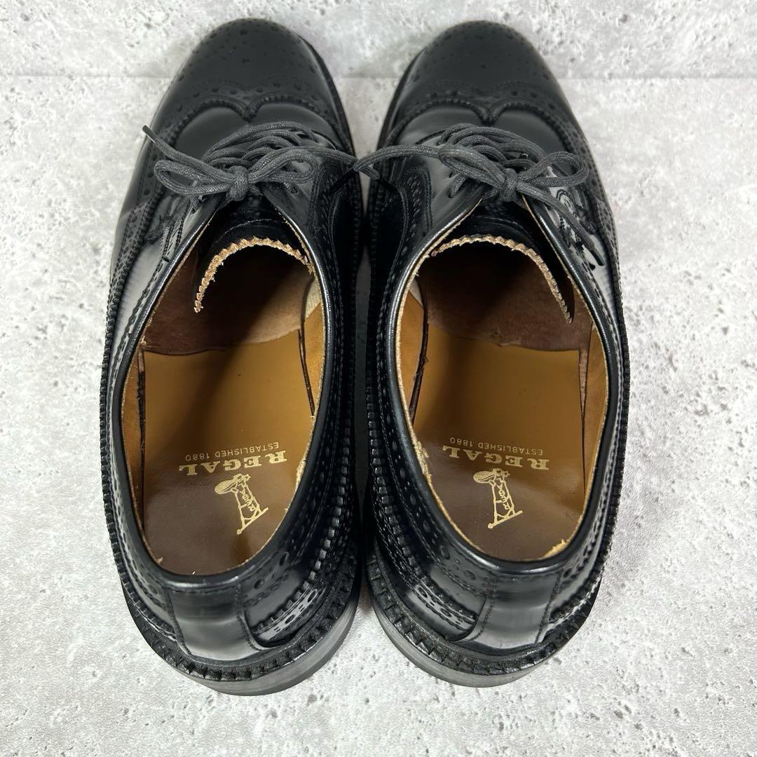 【美品】REGAL 676 ウイングチップ 革靴 24.5 黒 外羽根