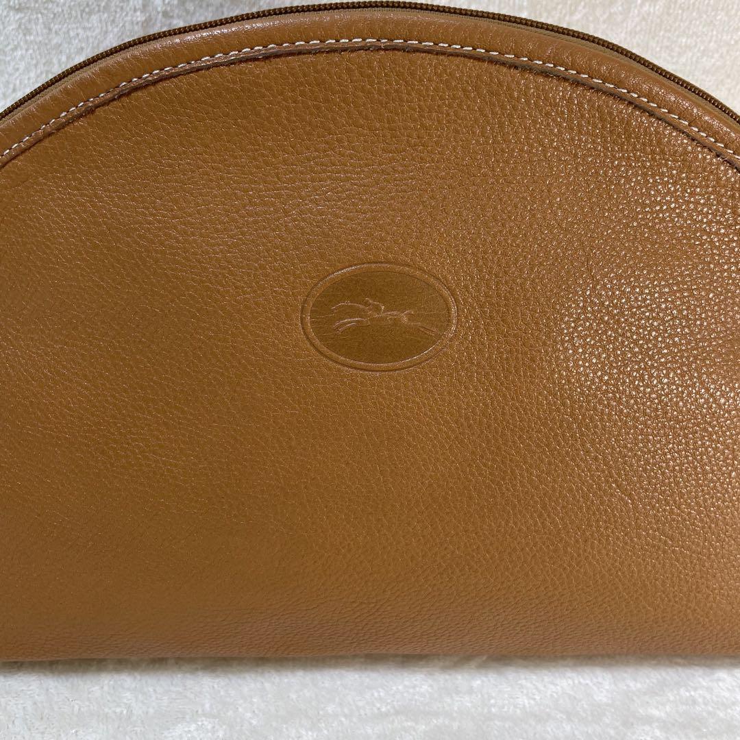 ロンシャン　オールレザー　カバン　キャメル色 ロンシャン longchamp クラッチバッグ レザーポーチ キャメル