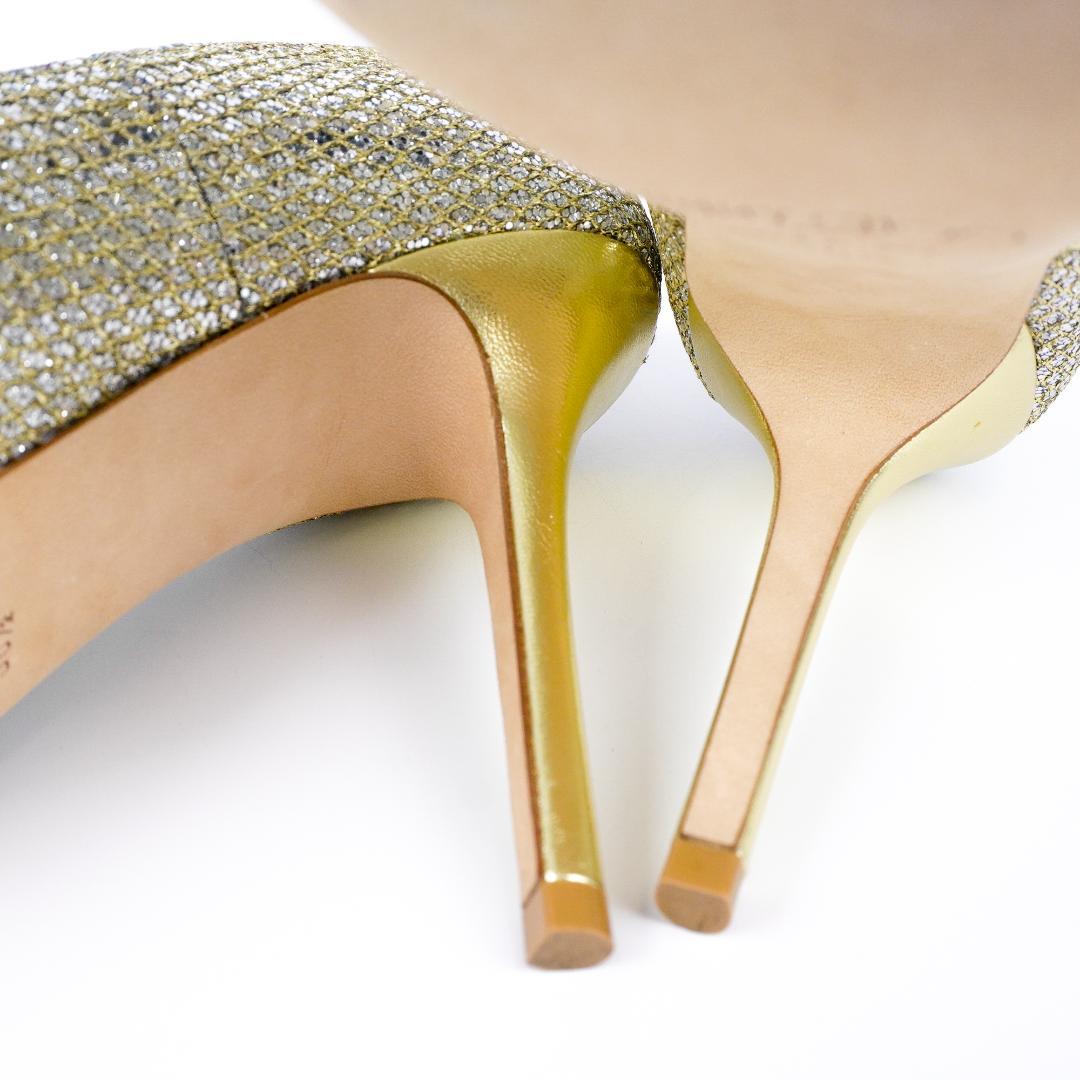 EU38.5 JIMMY CHOO ハイヒール ゴールド/シルバー 美品395A