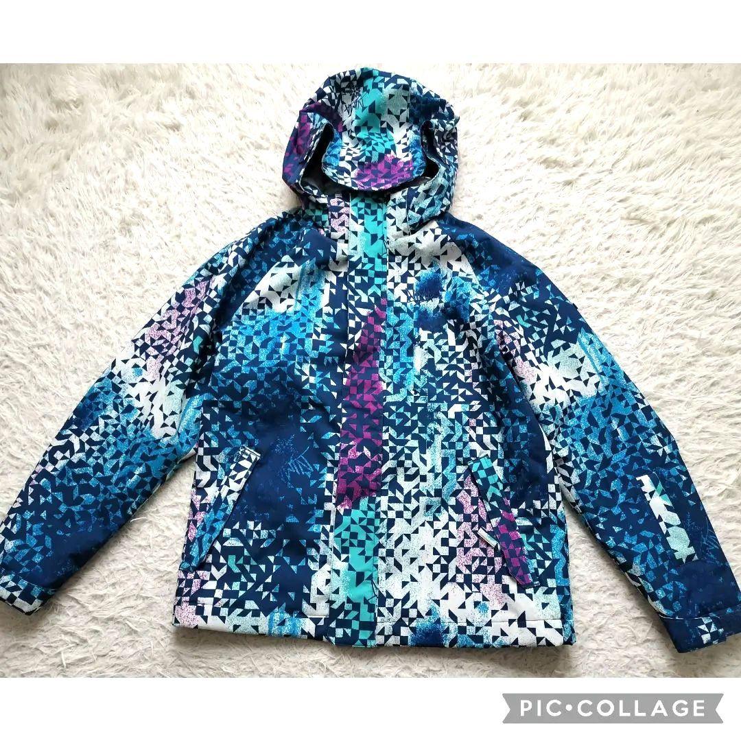 【美品】nima スキーウエア　女の子クリスタル　幾何学柄　ブルーグラデ　160