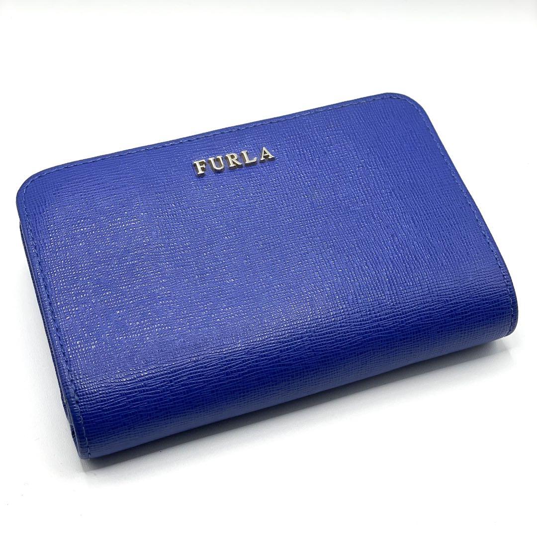 ✨極美品✨FURLA フルラ レザー 2つ折り財布 ネイビーブルー レディース