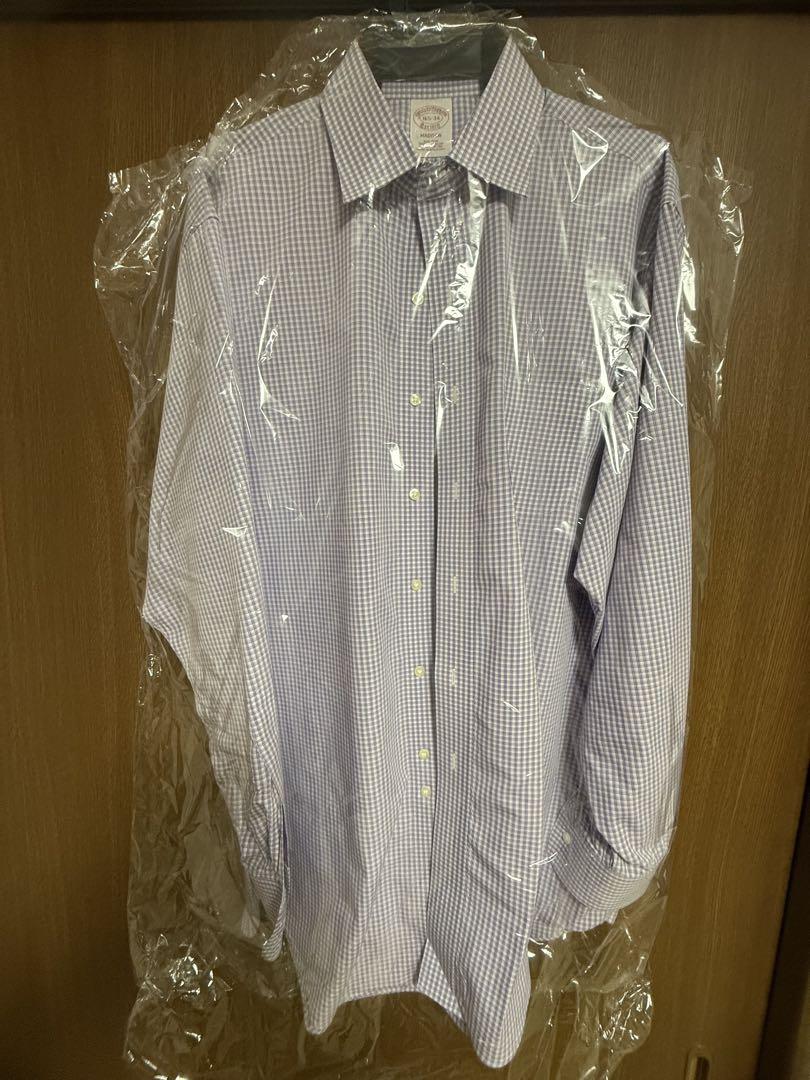 【美品】ブルックスブラザーズ　チェック柄シャツ　パープル　メンズL