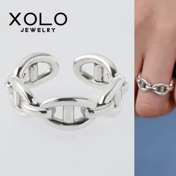 人気 XOLO JEWELRY Anchor Chain シルバーリング 19号