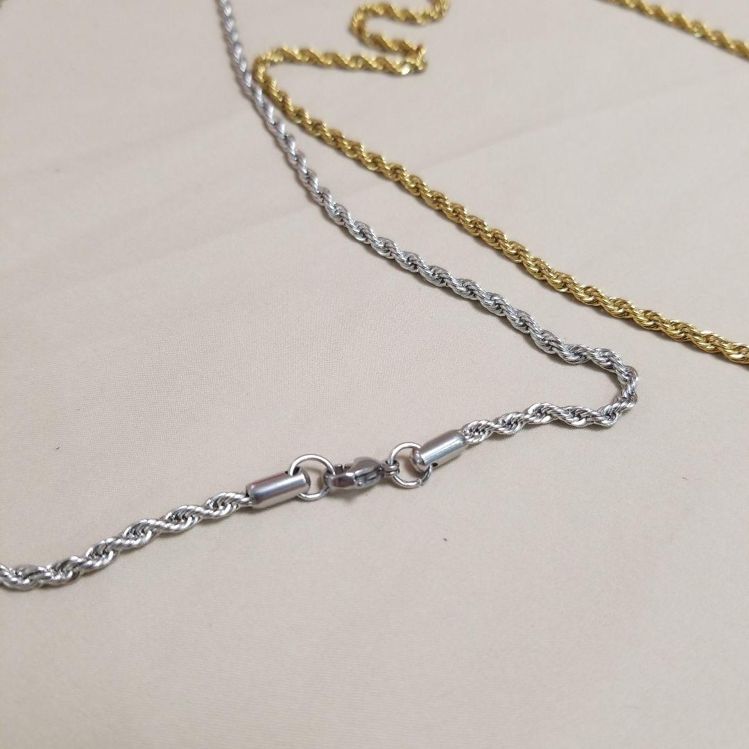 YM053シルバー ゴールドクロスと祈りの手のペアネックレス、