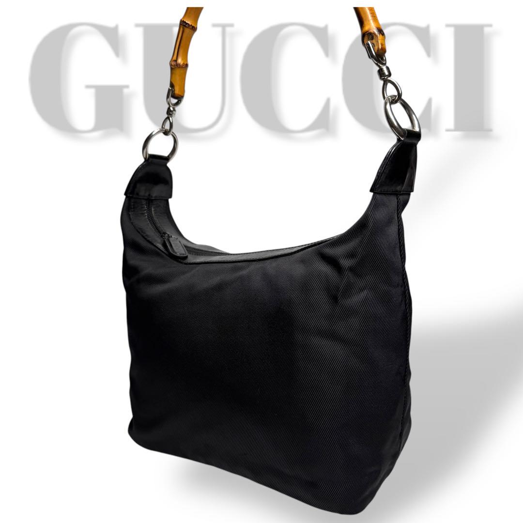 《お値引きok》GUCCI グッチワンショルダーバック　バンブー ナイロン　GG