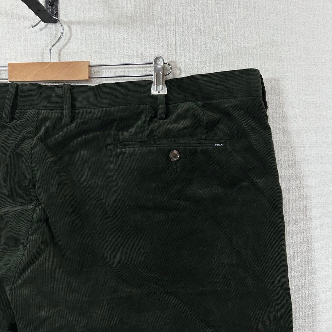 ポロラルフローレン細畝コーデュロイパンツP381モス緑w48ロゴ