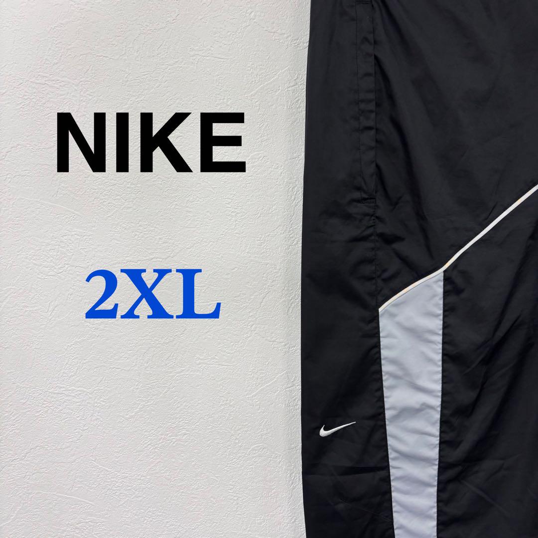 NIKE☆ナイロン パンツ 2XL 刺繍ロゴ ブラック