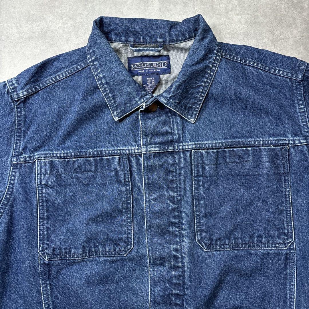 90s LANDS'END ランズエンド 濃紺デニムジャケット Lサイズ