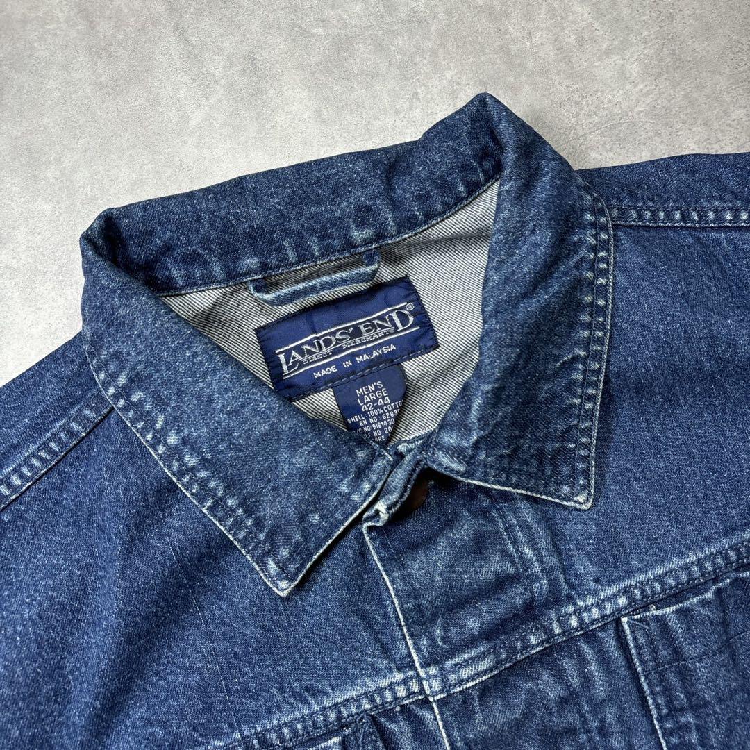 90s LANDS'END ランズエンド 濃紺デニムジャケット Lサイズ