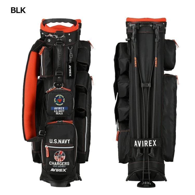新品 AVIREX アヴィレックスゴルフ スタンド キャディバッグ ブラック 新品 AVIREX アヴィレックスゴルフ スタンド キャディバッグ ブラック