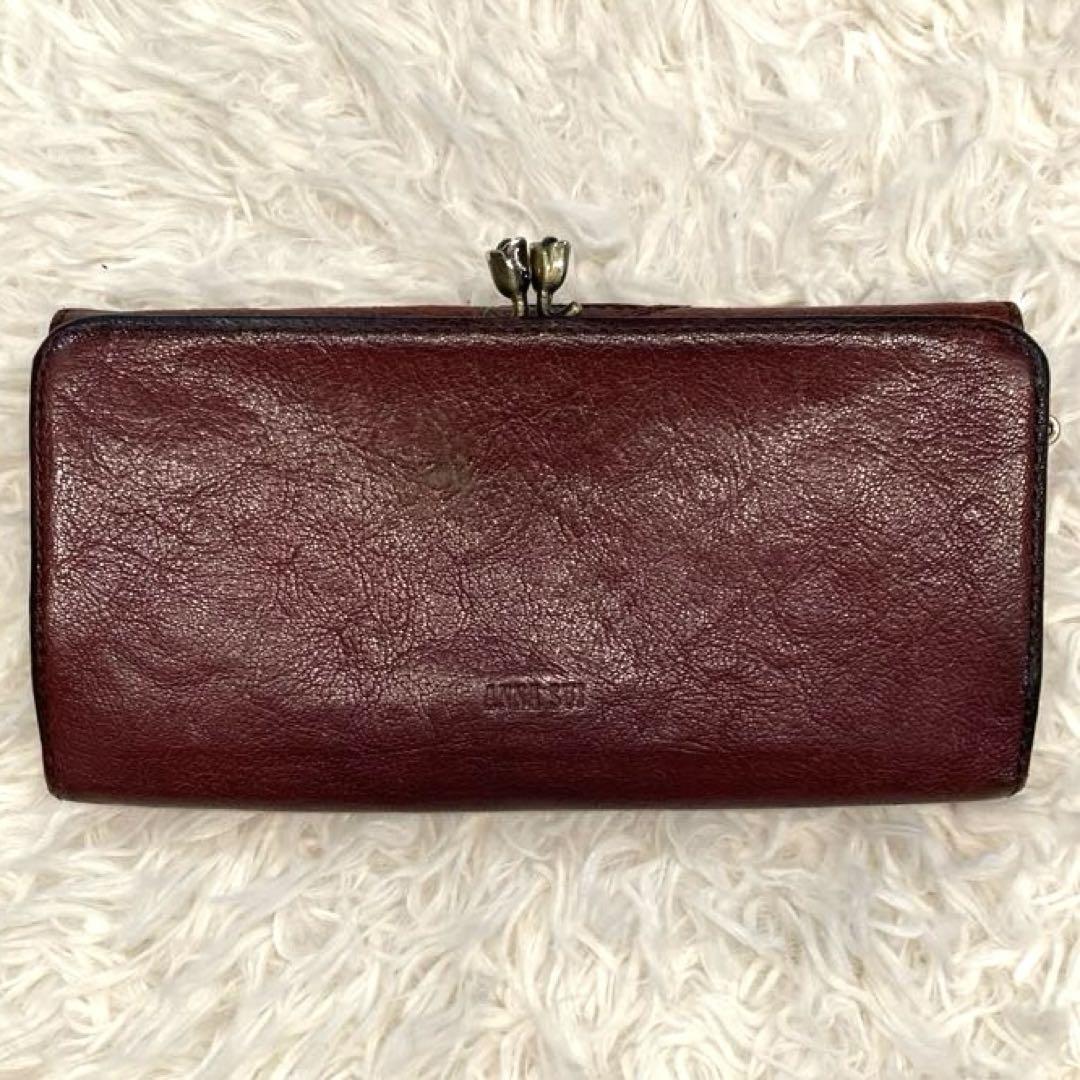 【人気沸騰】 SUI 美品】ANNA ローズウッド ブラウン 長財布 がま口 やぎ革 小物