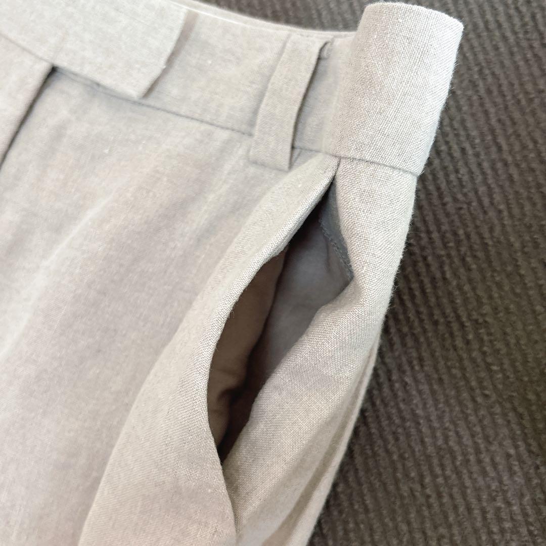 美品 Deuxieme Classe スリムフレアパンツ ベージュリネン 麻 美品 Deuxieme Classe スリムフレアパンツ ベージュリネン 麻